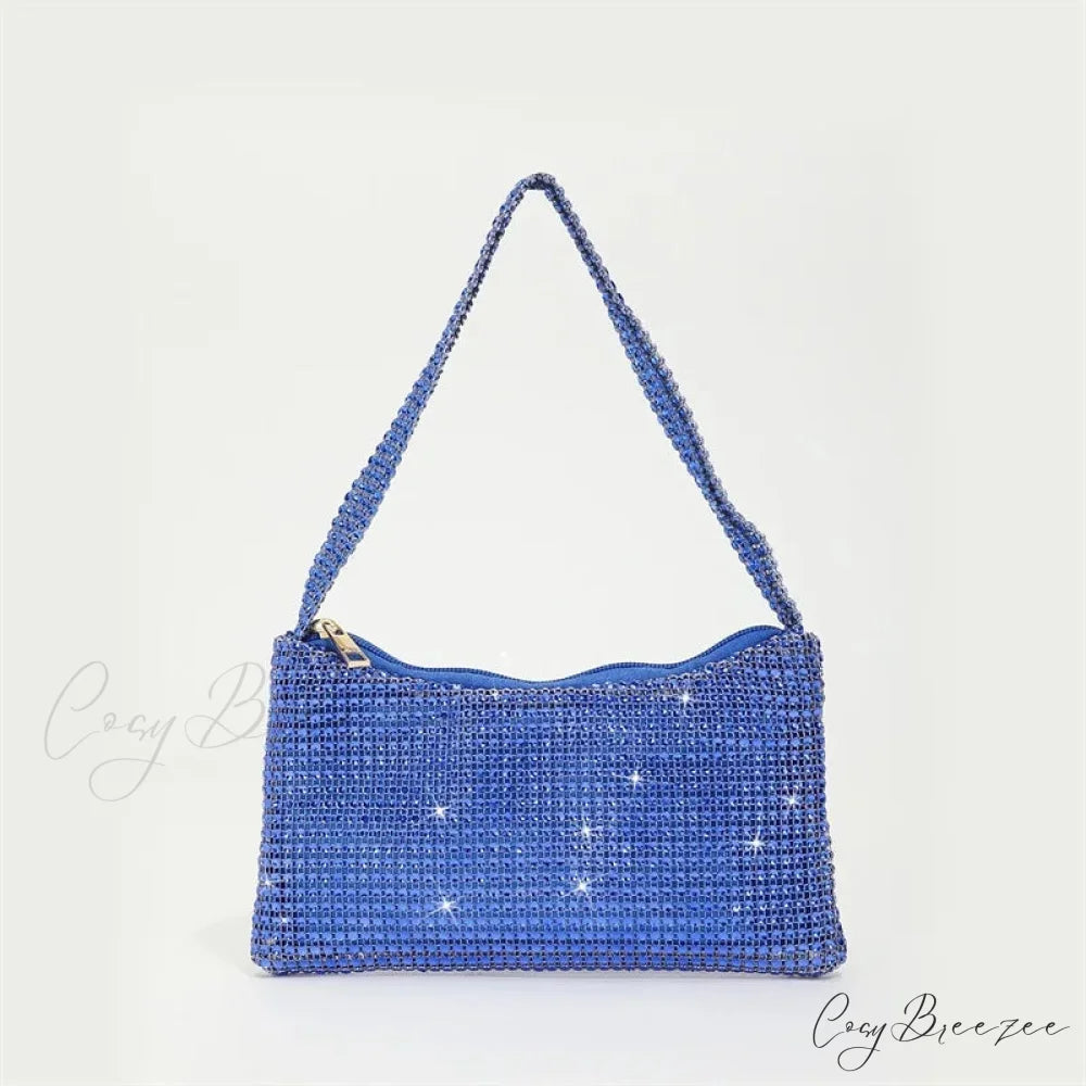 Bling Rhinestone Evening Purse Diamond Shoulder Wedding Party Clutch SKY BLUE clutchbag-250126