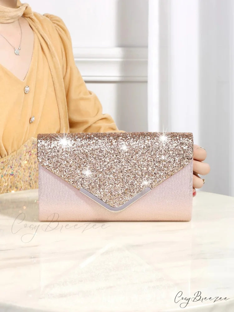 Bling Shiny Elegant Envelope Clutch Pink clutchbag-250126