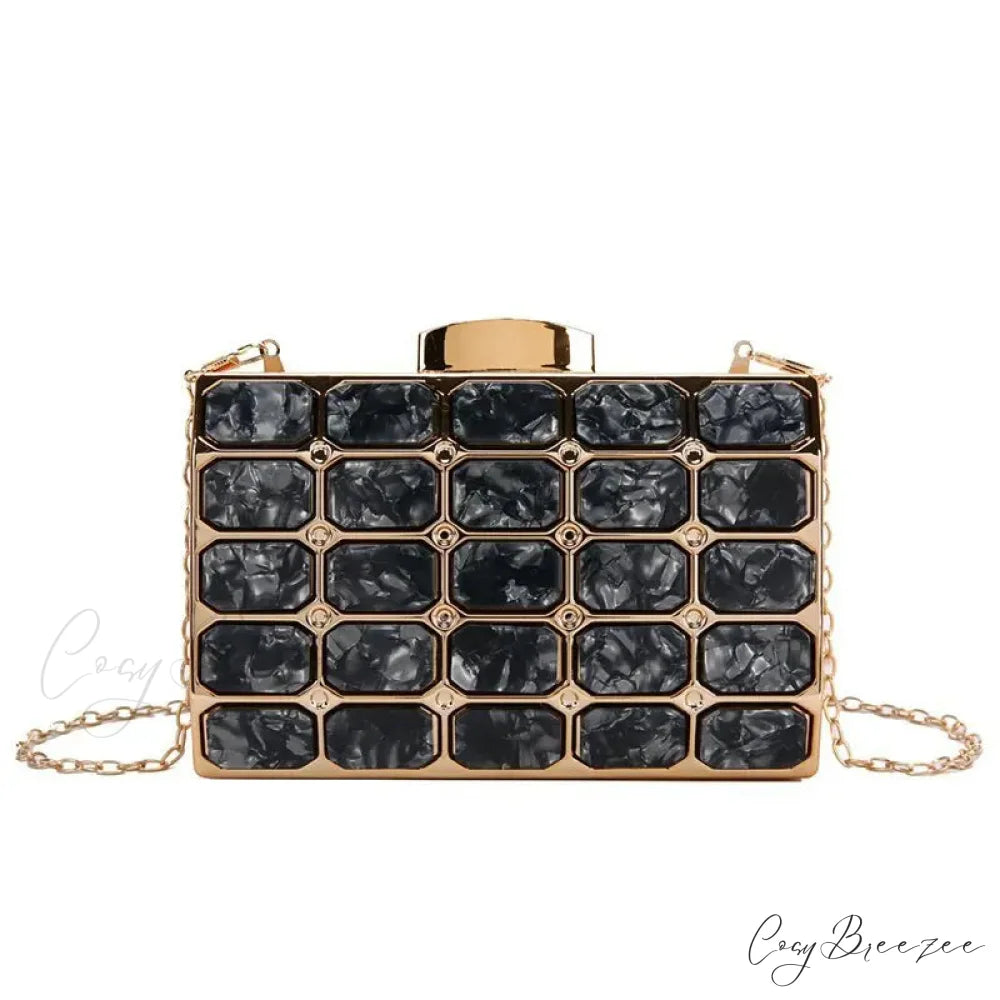 Block Designer Evening Clutch Black wristlet-250126