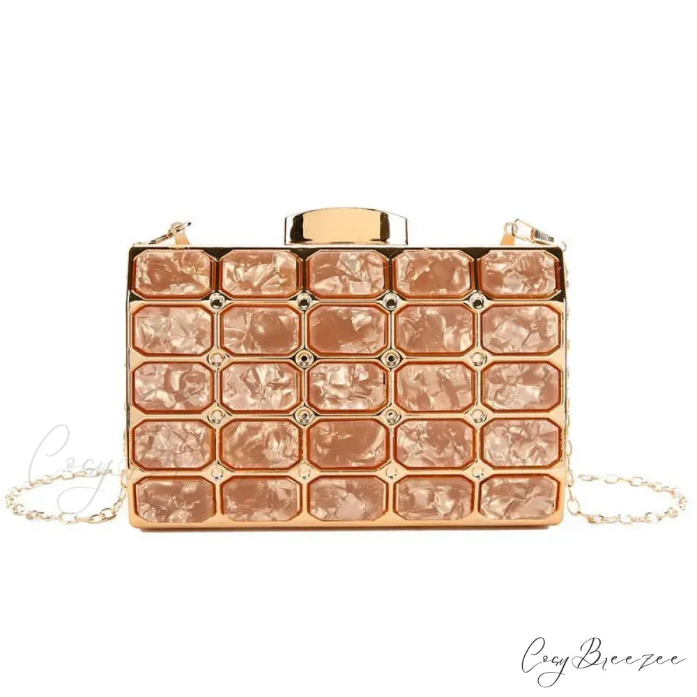 Block Designer Evening Clutch Gold wristlet-250126