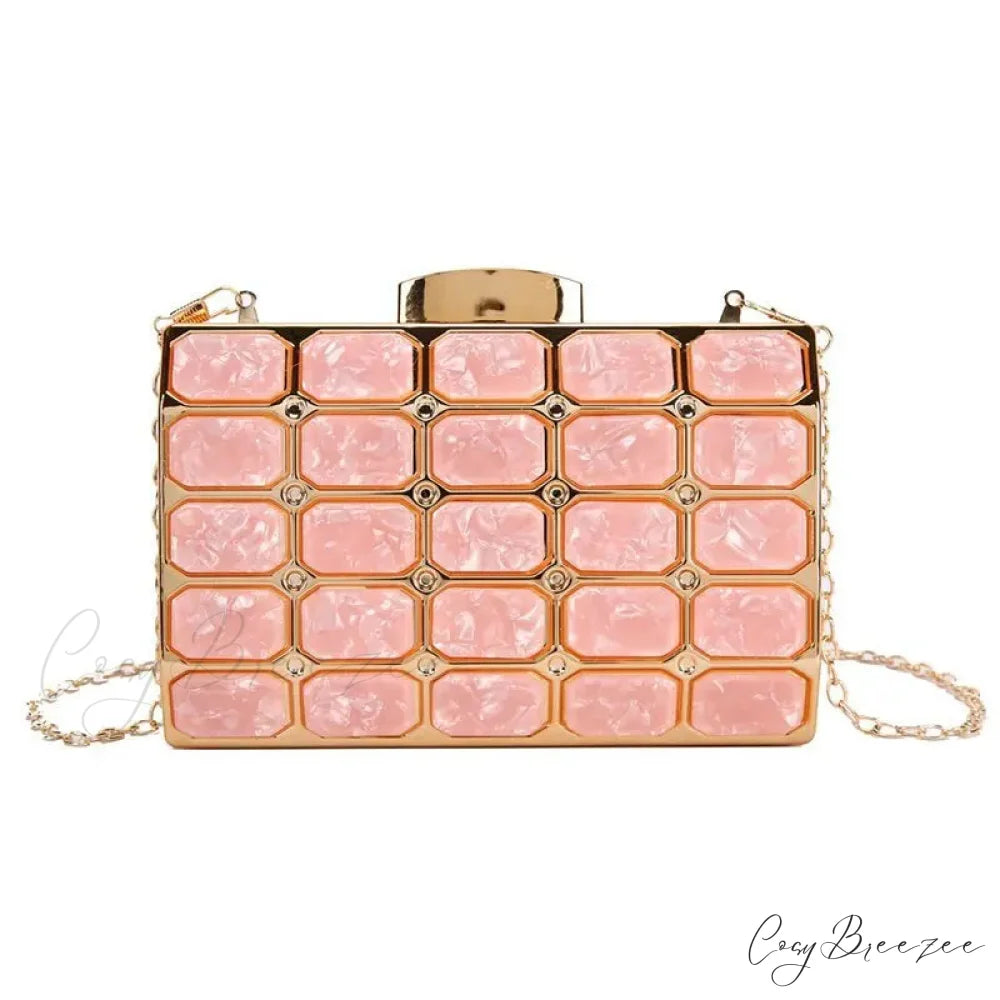 Block Designer Evening Clutch Pink wristlet-250126