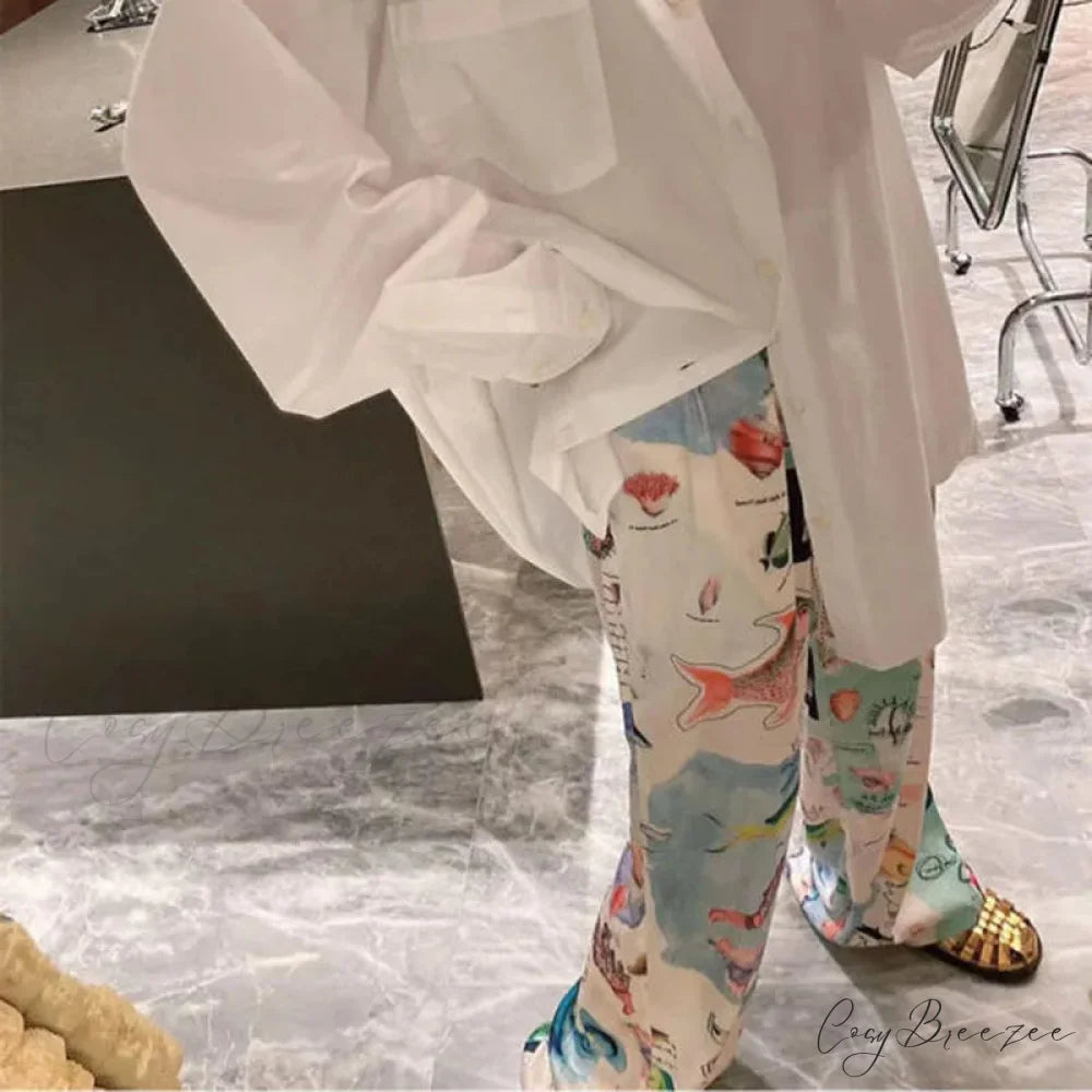 Blue Chic Embroidered Casual Japanese Trend Pant pant-250223