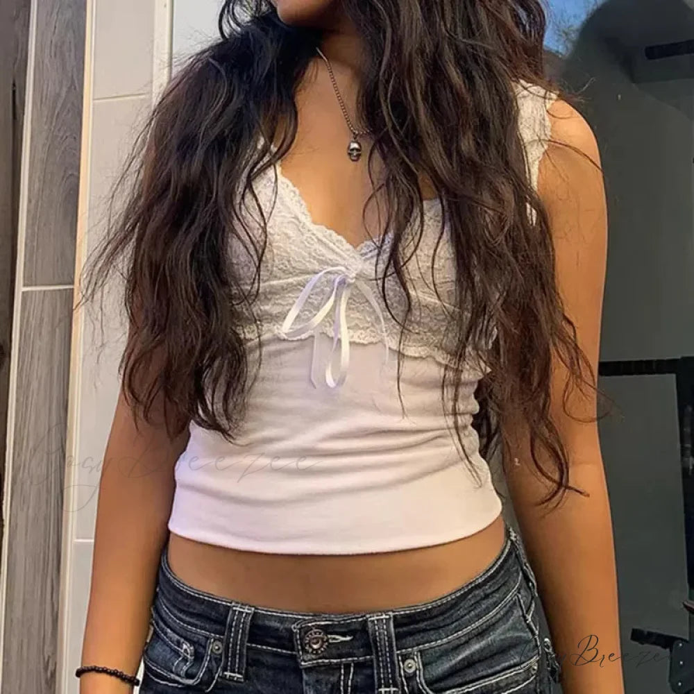Blue Floral Lace Milkmaid Y2K Crop Top WHITE2 / S croptop-250126