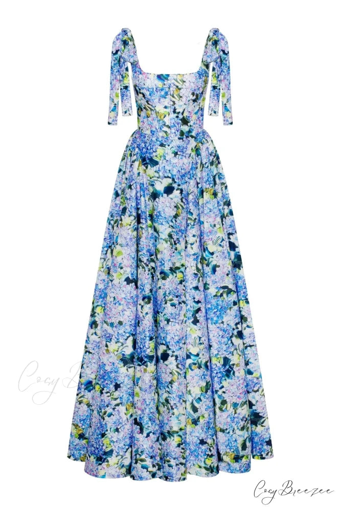 Blue Hydrangea Stylish Strapped Maxi Dress XXS / Blue Hydrangea