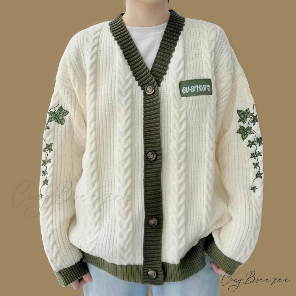 Blue Koi V-neck Embroidered Cardigan Green / S cardigans-241228
