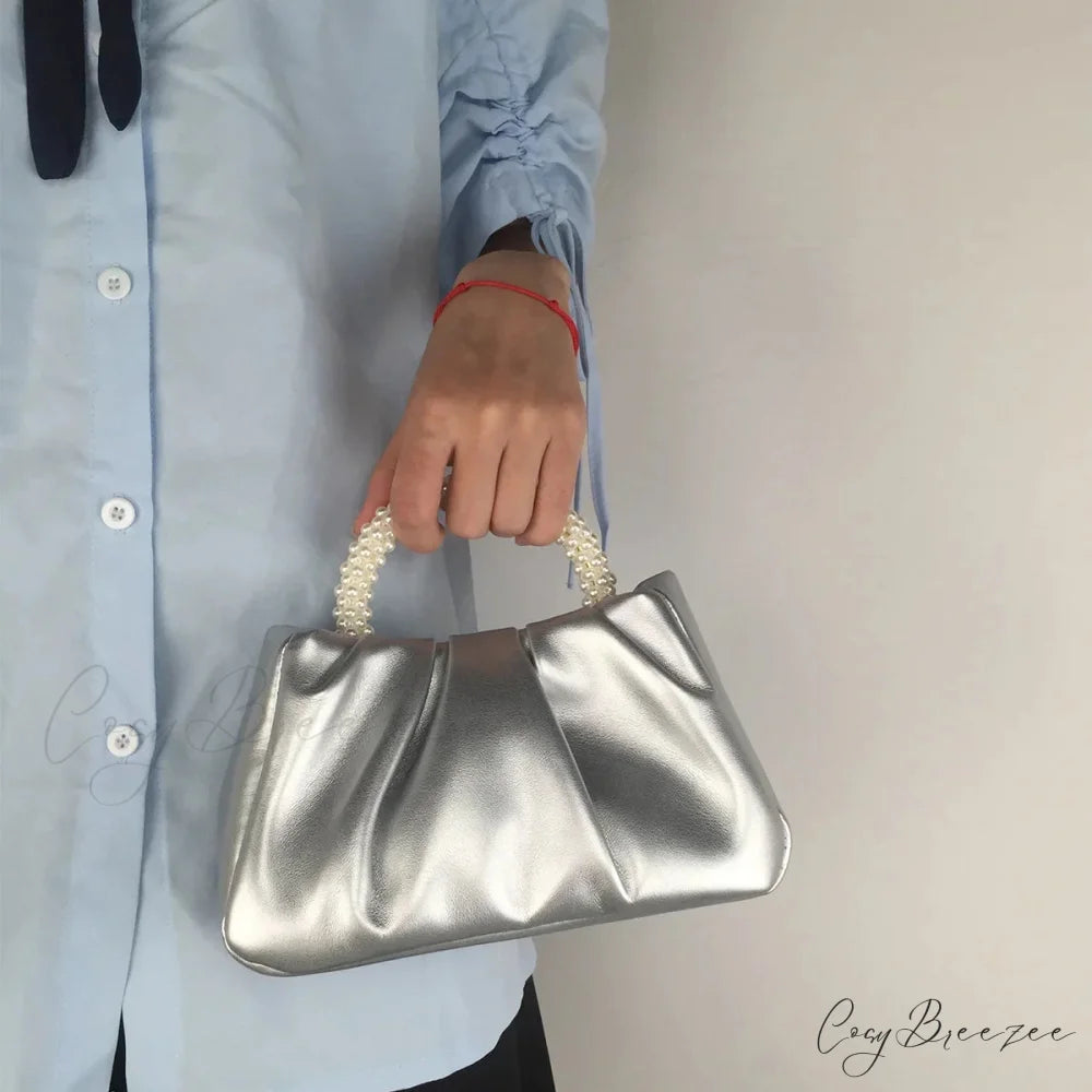 Blue Subaxillary Korean Fashion Shoulder Handbag silver handbag-250126
