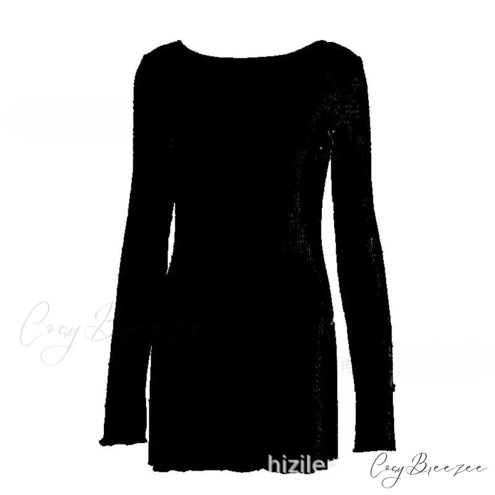 Bodycon Long Sleeve Mini Dress Black / S