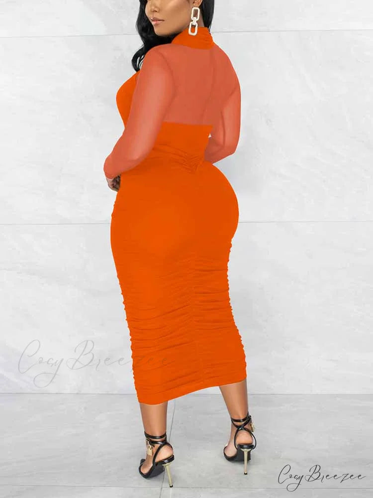 Bodycon Long Sleeve Trendy Ruffle Mini Dress