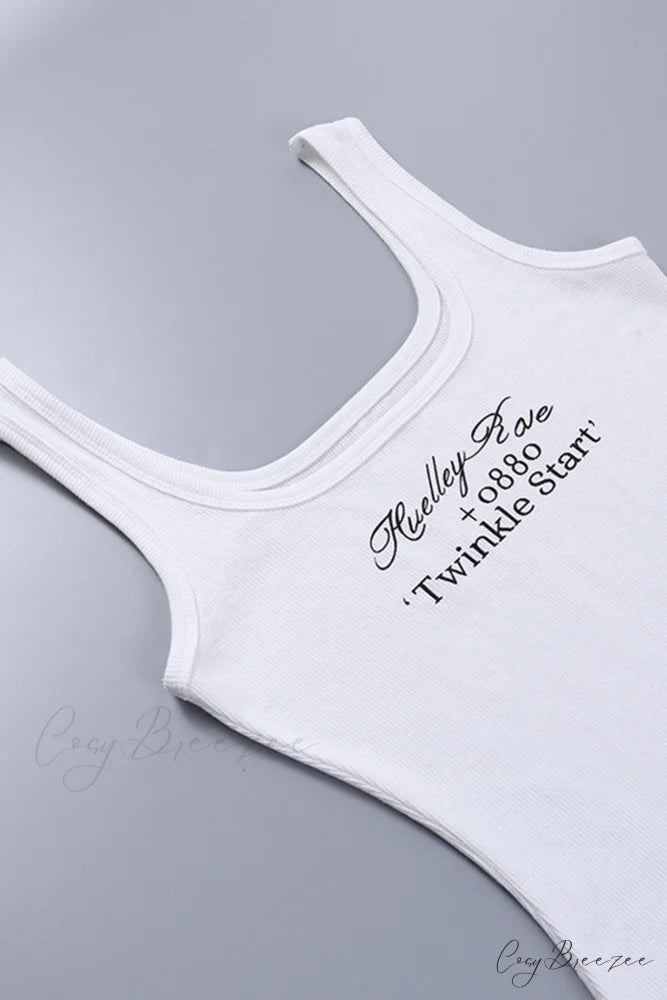 Bodycon Tank Dress with Letter Print