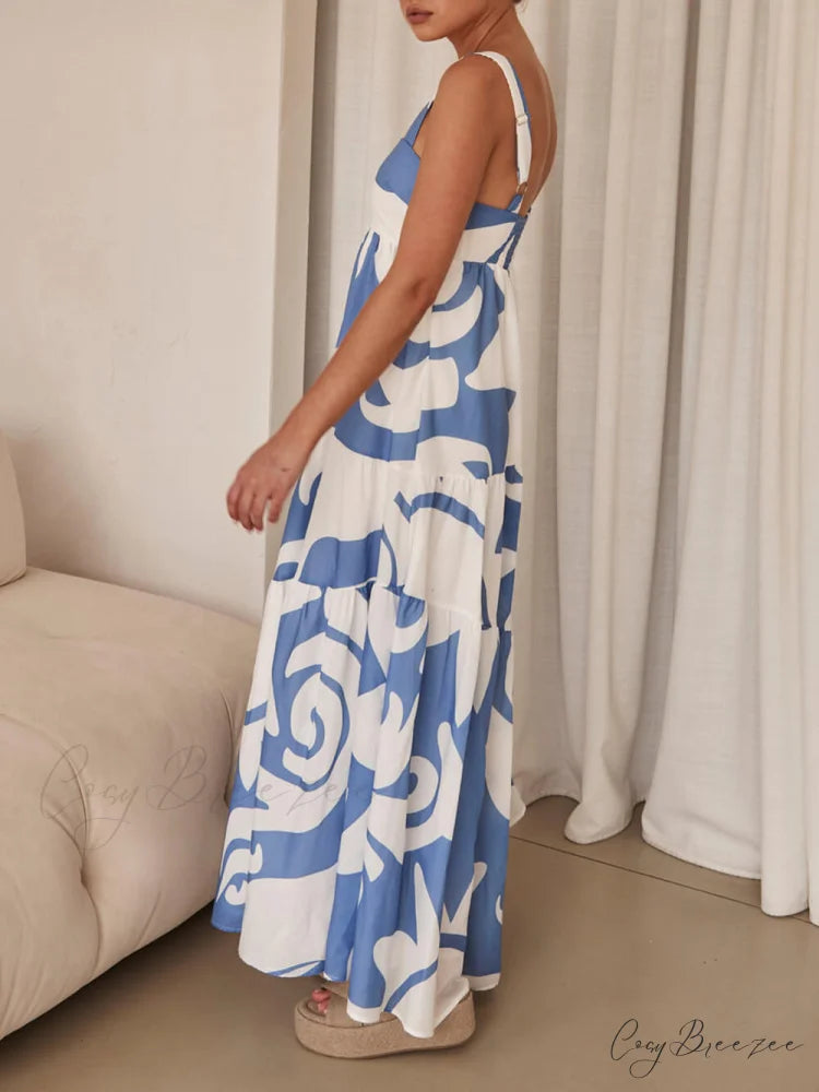 Bohemian Geometric Stylish Print Maxi Dress