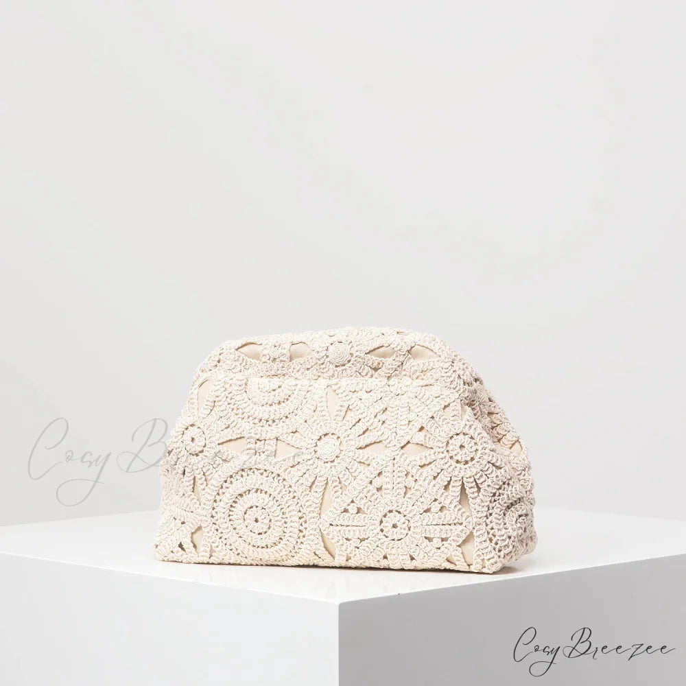 Bohemian Hollow Woven Beach Clutch Apricot wristlet-250126