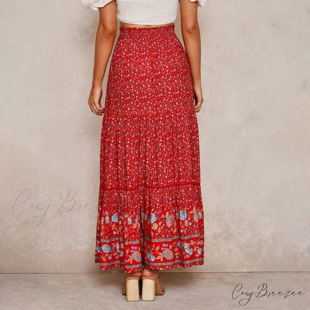 Bohemian Lace High Waist Slim Floral Skirt skirt-250126