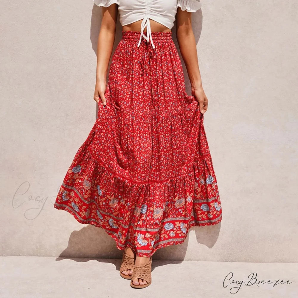 Bohemian Lace High Waist Slim Floral Skirt skirt-250126