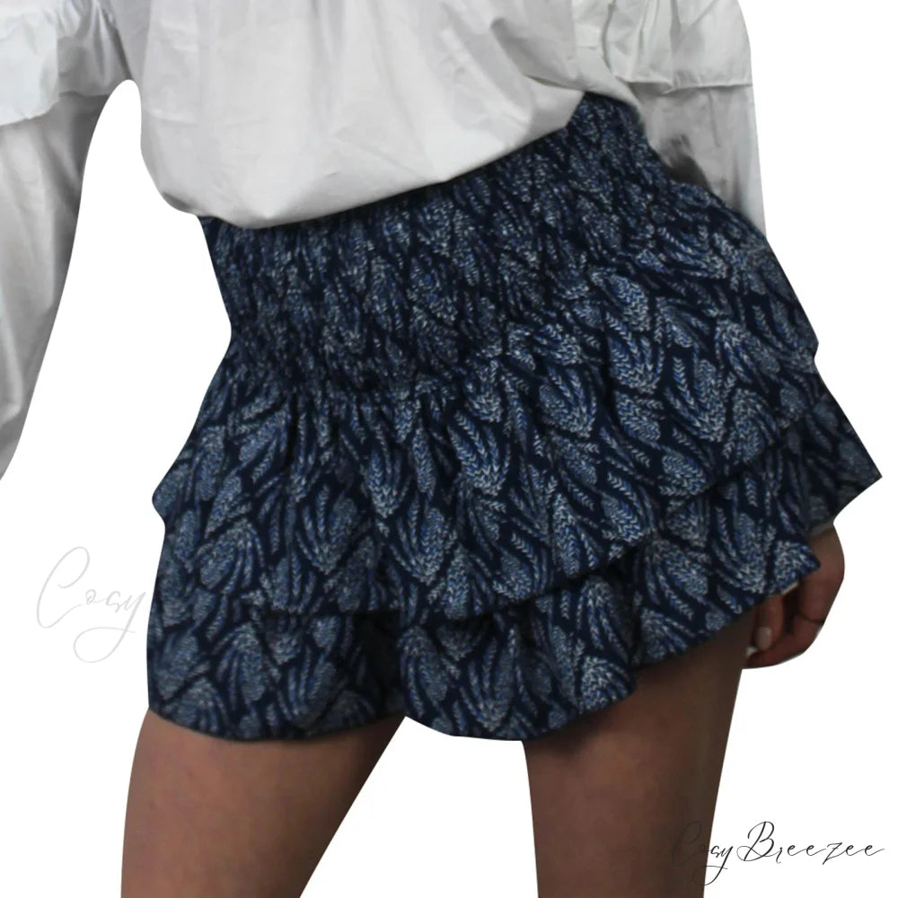 Bohemian Stacked Ruffle Skirt Cyan / S skirts-250223