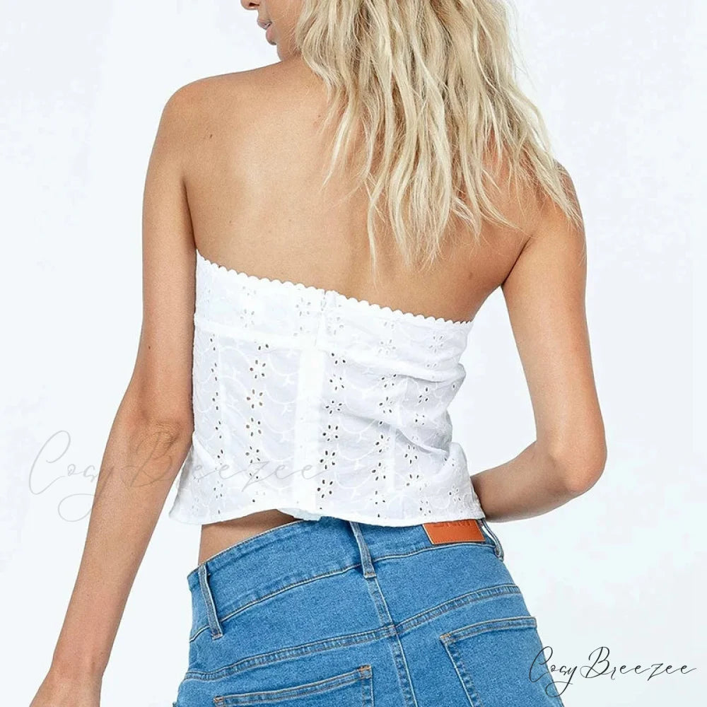 Boho Floral Hollow Crop Top croptop-250223
