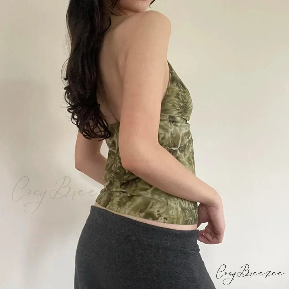 Boho Print Backless Crop Top croptop-250223