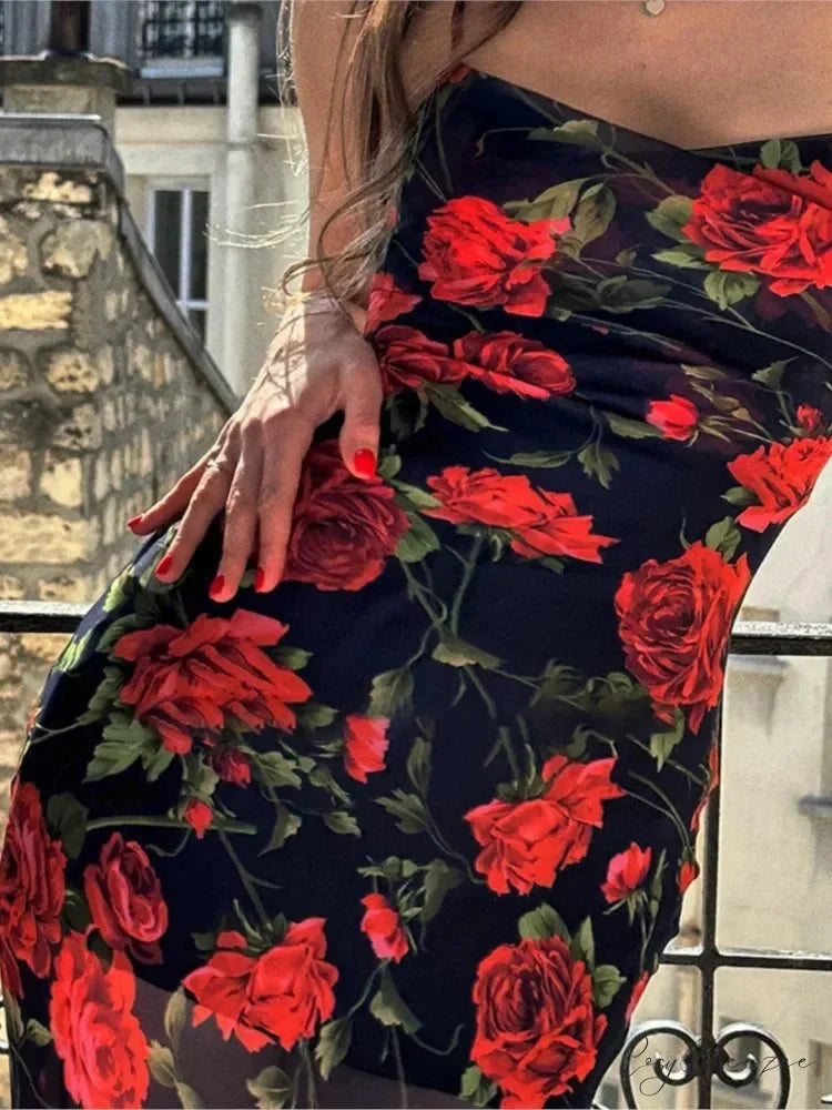Boho Slim-fit Printed Off-shoulder Dress floraldress-250126