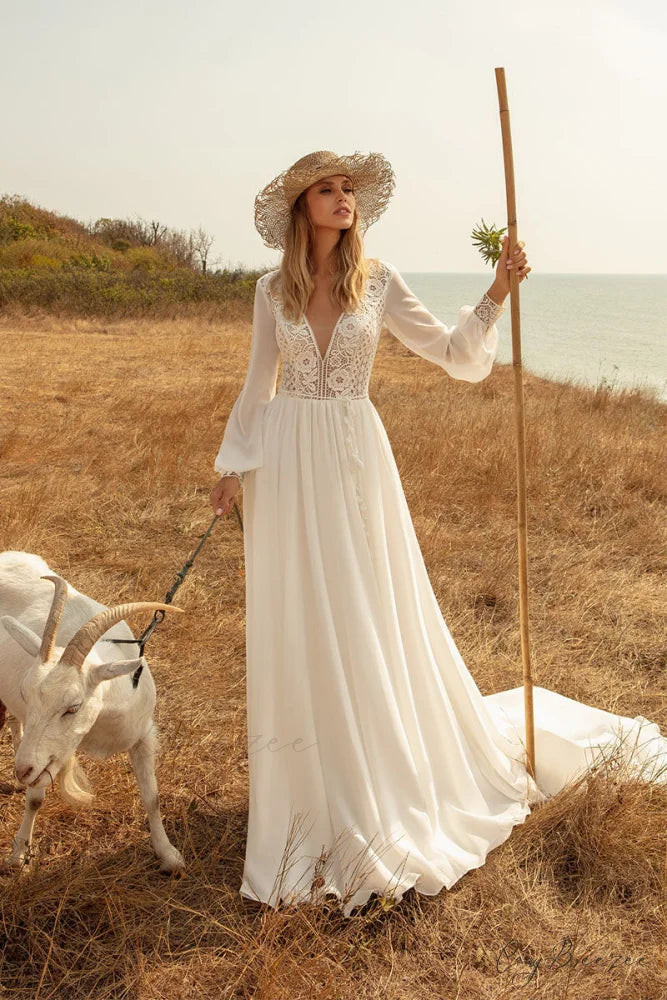 Bonaire Lace Graceful Chiffon Bridal Gown