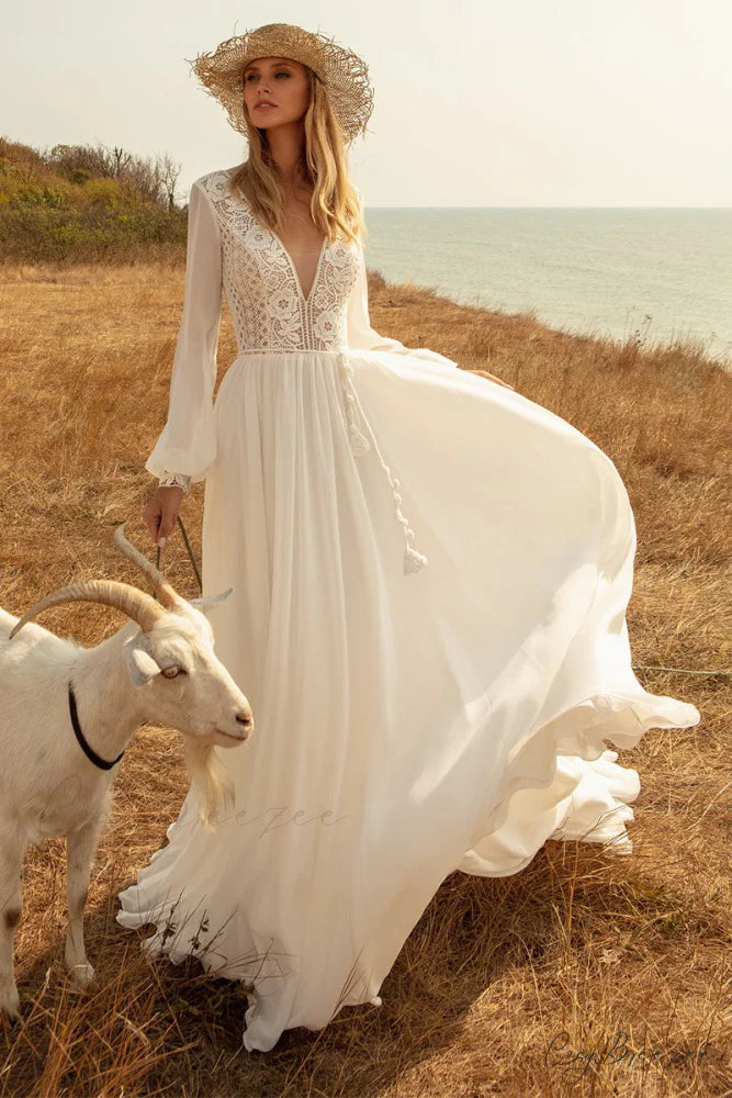Bonaire Lace Graceful Chiffon Bridal Gown Ivory / 2