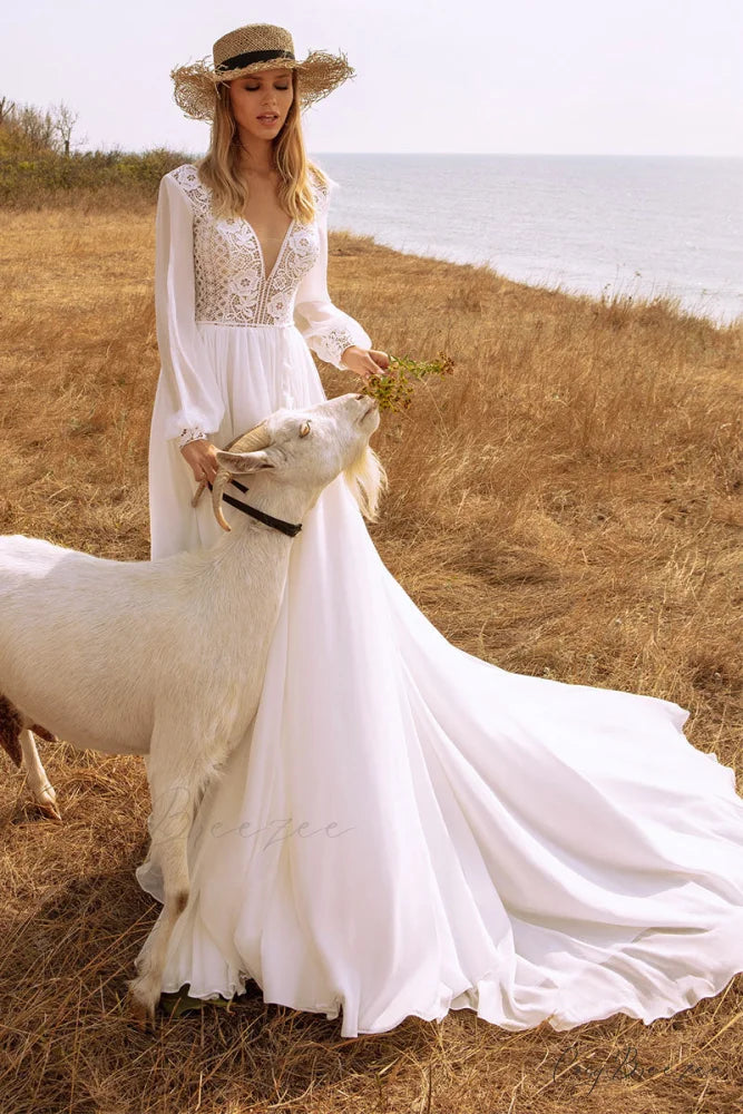Bonaire Lace Graceful Chiffon Bridal Gown White / 2