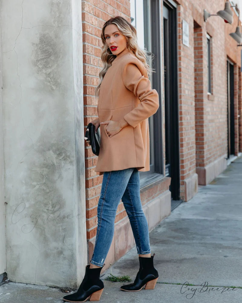Bonjour Camel Pocketed Coat