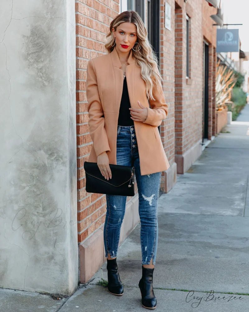 Bonjour Camel Pocketed Coat