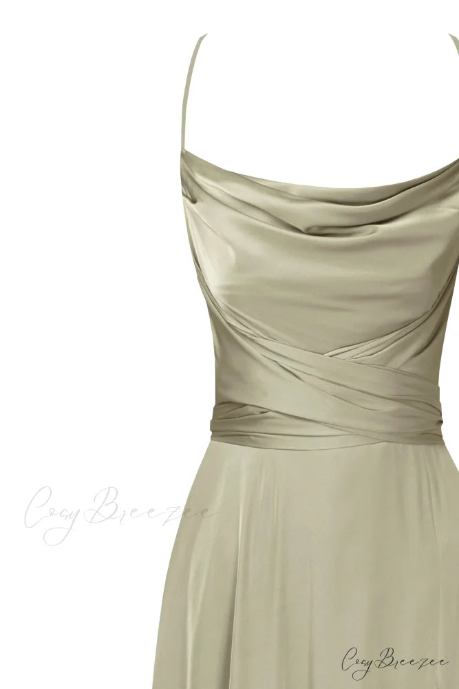 Boudoir Olive Stylish Silk Slip Dress L / Olive