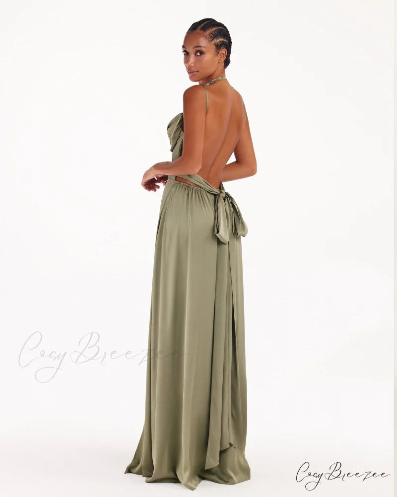 Boudoir Olive Stylish Silk Slip Dress M / Olive