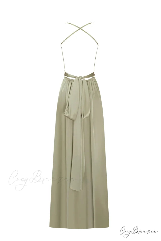 Boudoir Olive Stylish Silk Slip Dress S / Olive