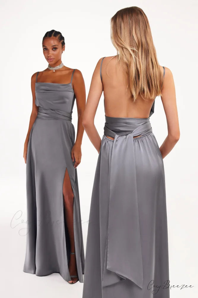 Boudoir Silver Stylish Silk Slip Dress