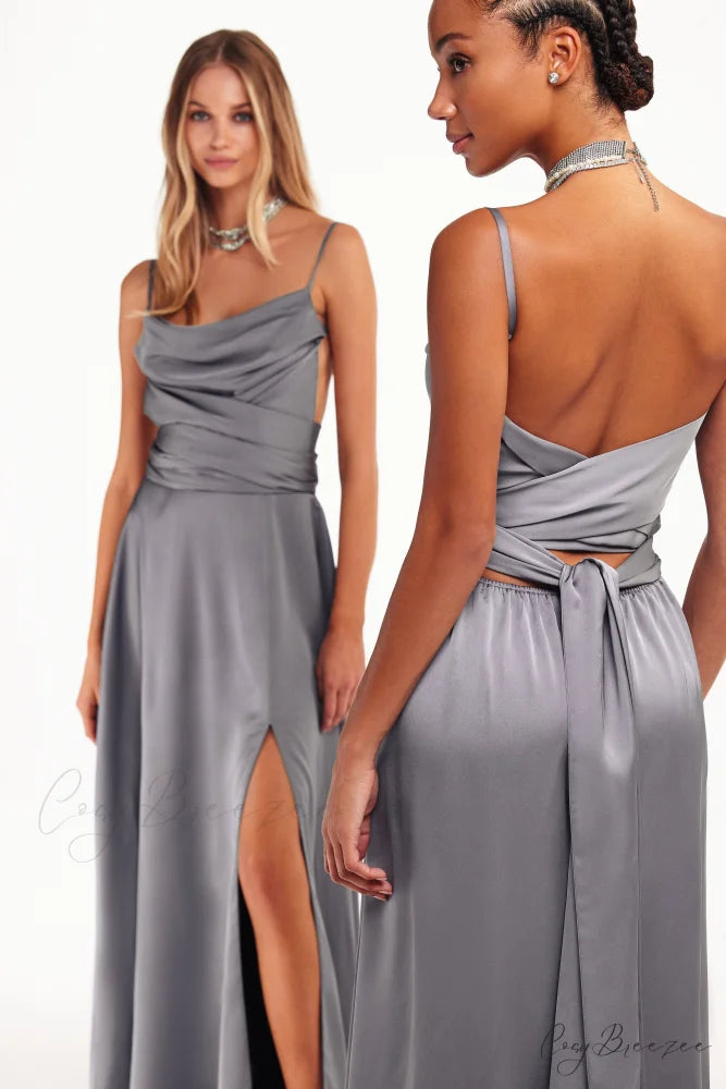 Boudoir Silver Stylish Silk Slip Dress