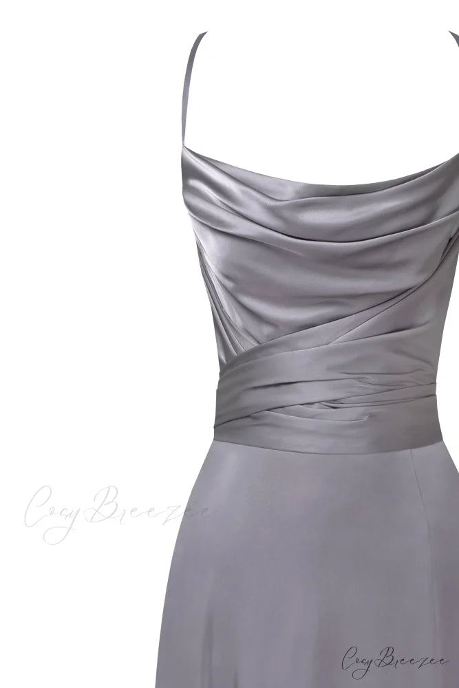 Boudoir Silver Stylish Silk Slip Dress L / Silver