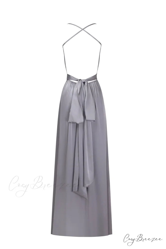 Boudoir Silver Stylish Silk Slip Dress S / Silver