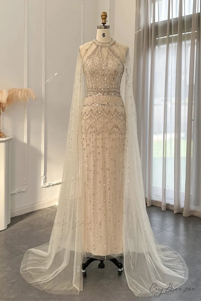 Bound for Romance Trendy Beaded Maxi Dress Beige / 2