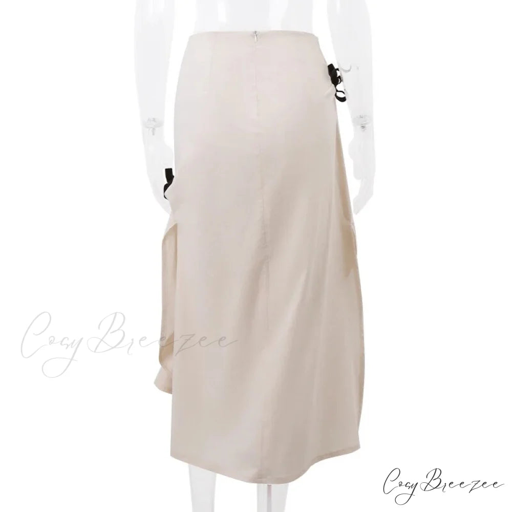 Bow Applique Stylish Long Skirt