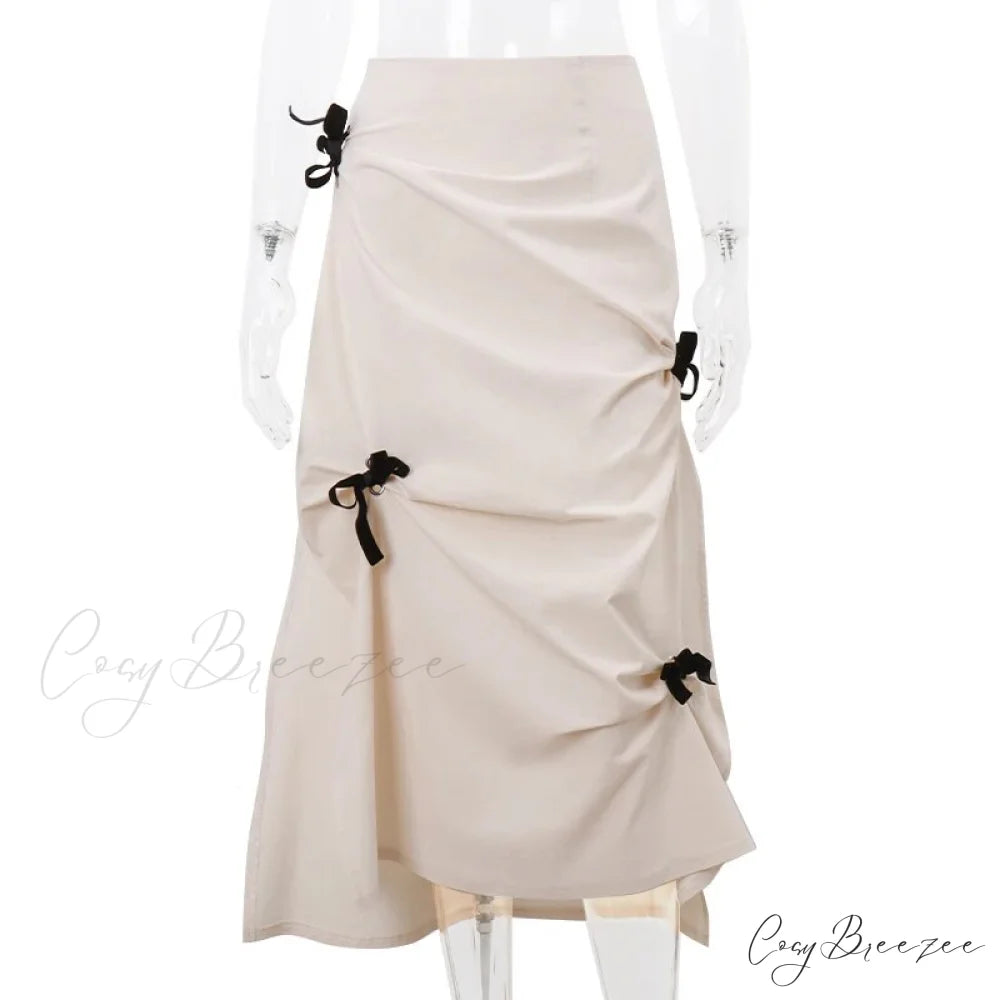 Bow Applique Stylish Long Skirt