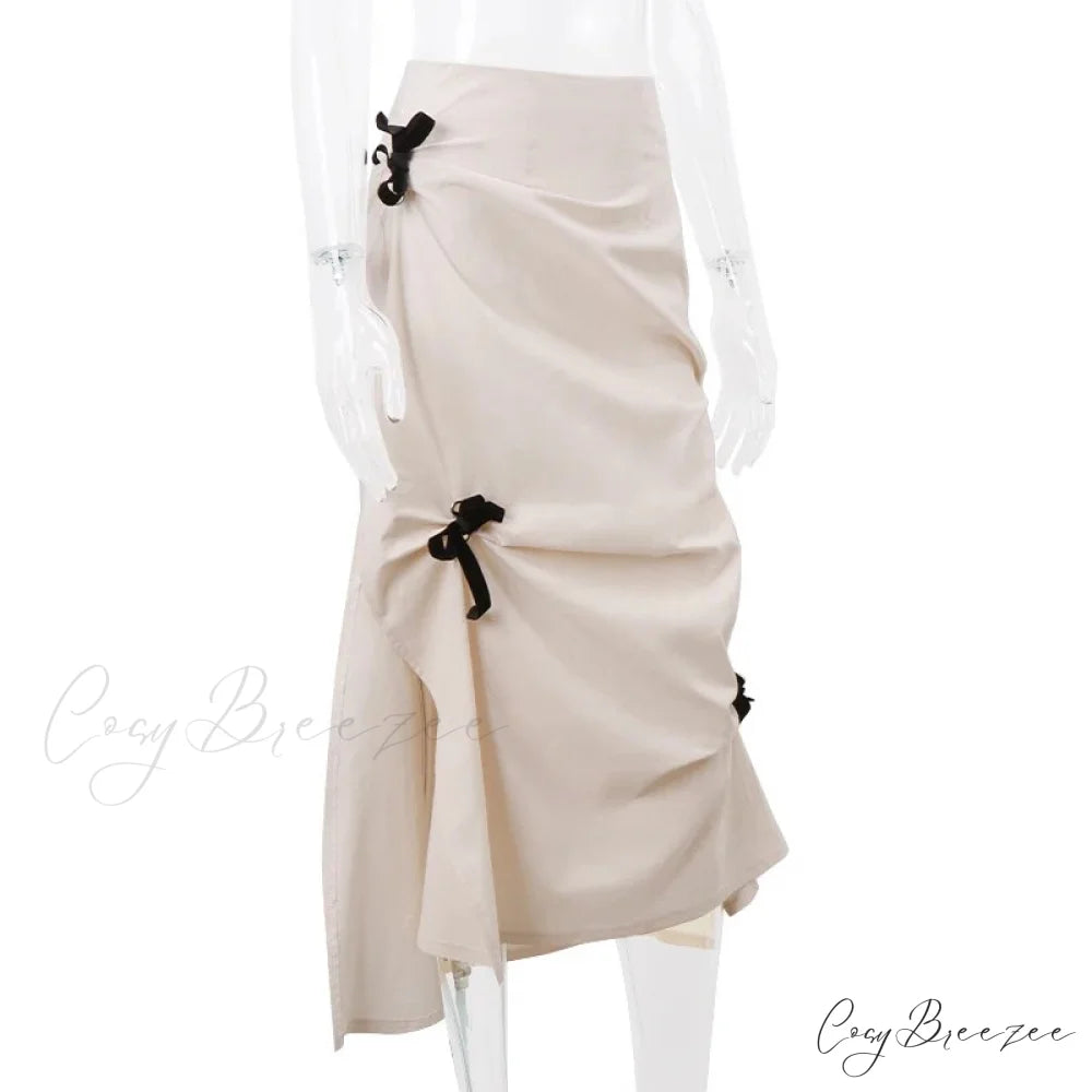 Bow Applique Stylish Long Skirt