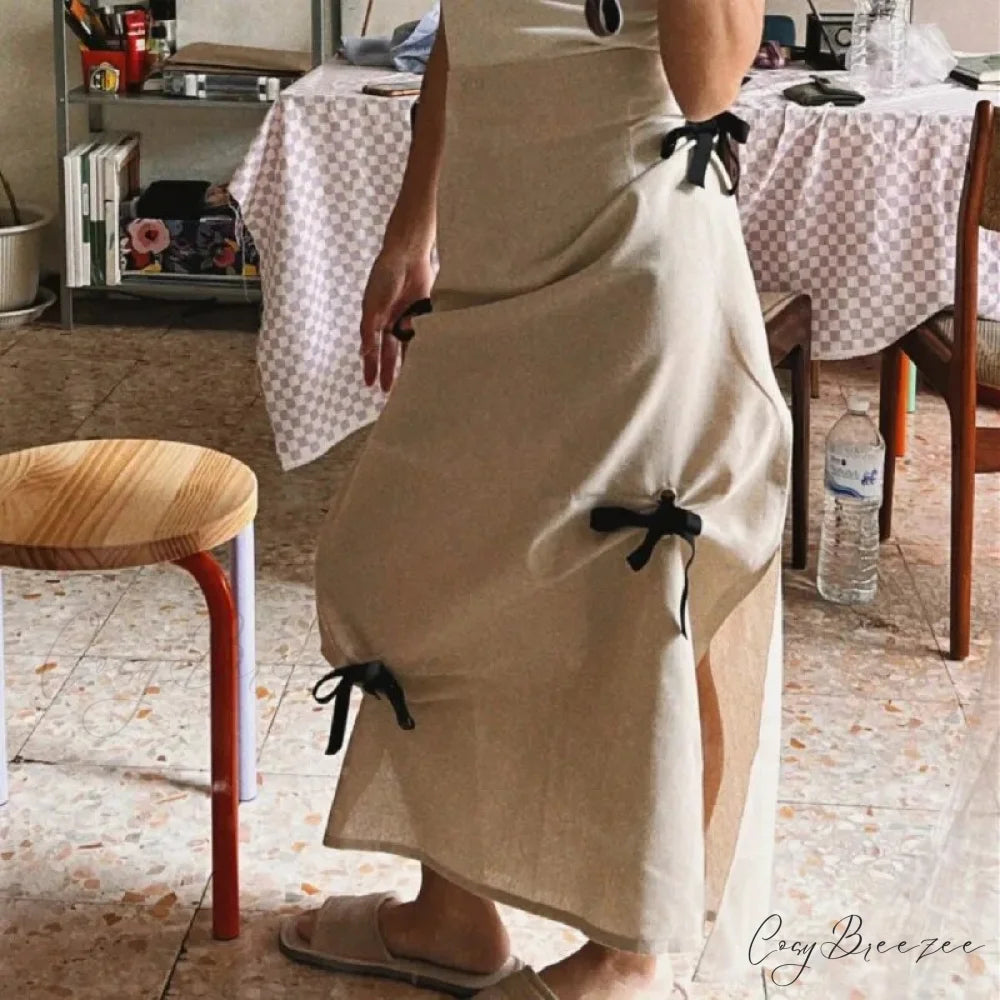 Bow Applique Stylish Long Skirt
