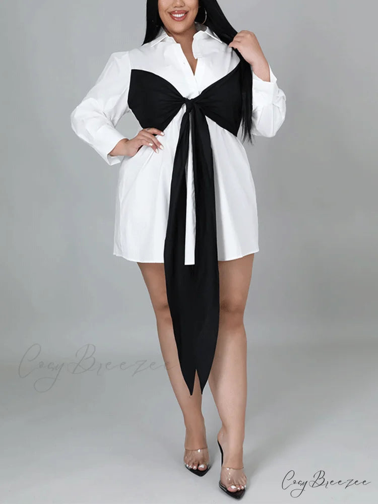 Bow Embellish Cutout Trendy Black Mini Dress