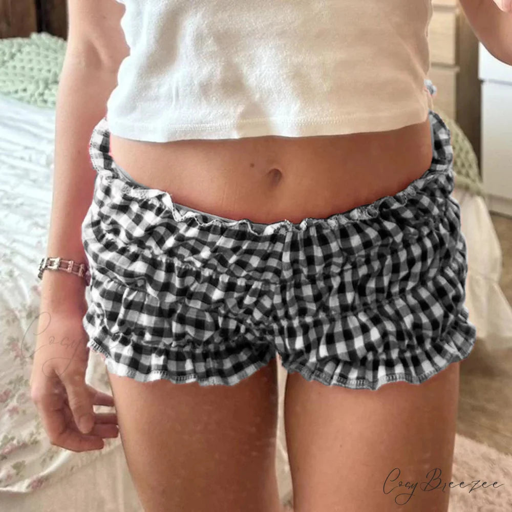 Bow Lace Trim Harajuku Shorts black / S short-250223
