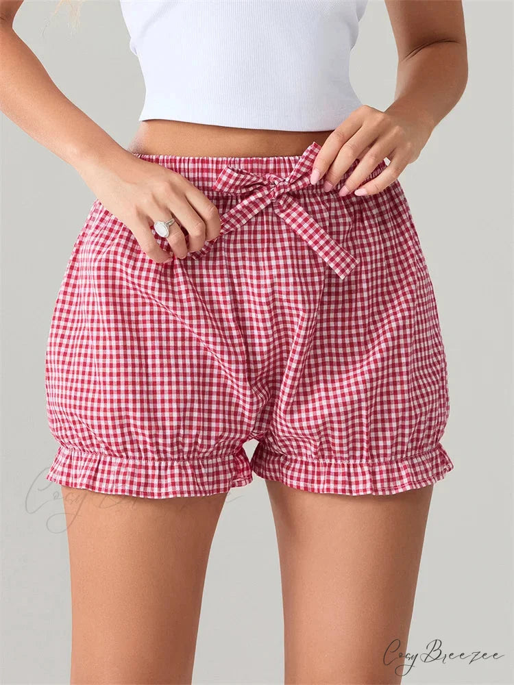 Bow Plaid Dots Bloomer Shorts short-250223