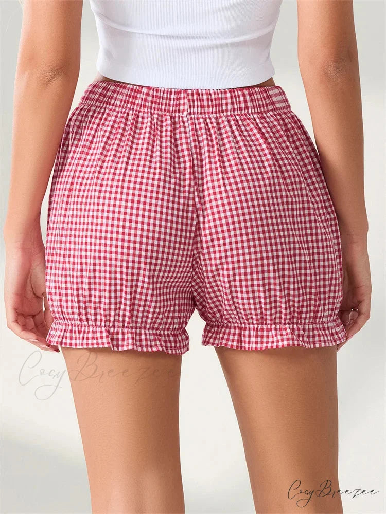 Bow Plaid Dots Bloomer Shorts short-250223