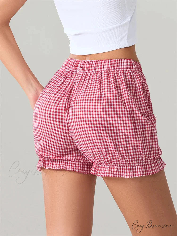 Bow Plaid Dots Bloomer Shorts short-250223
