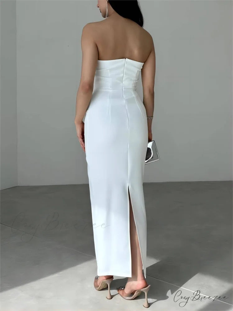Bow Strapless Stylish Midi Dress