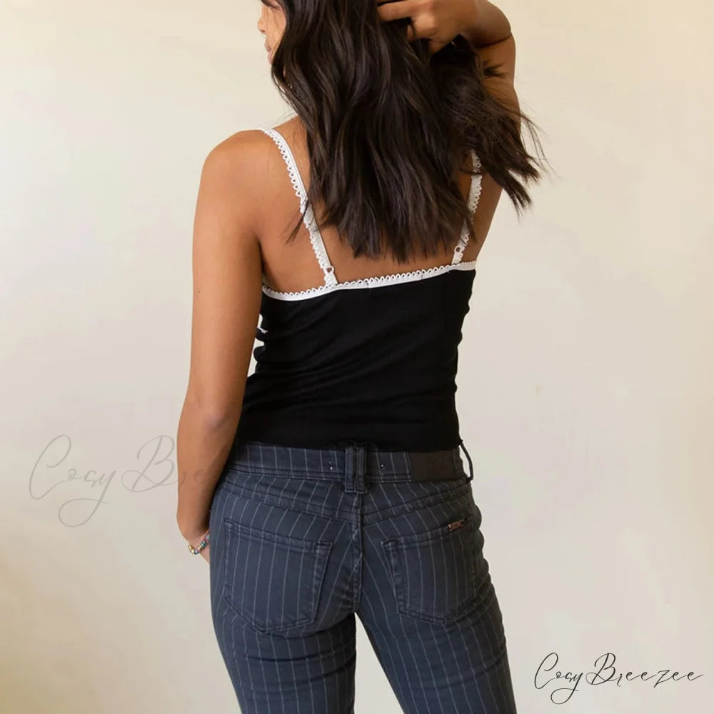 Bow V-Neck Spaghetti Crop Top croptop-250223