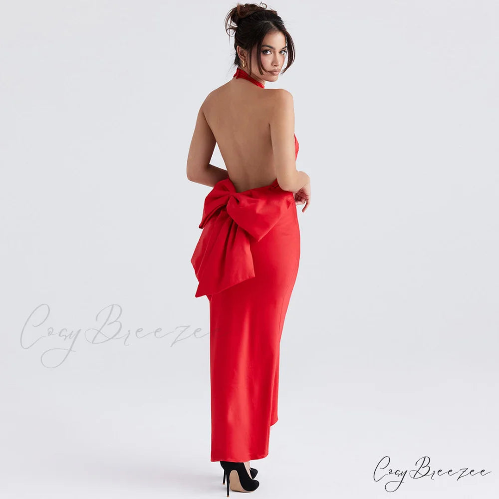 Bowknot Contrast Color Strapless Bodycon Classic Party Mini Dress - Black L / Red