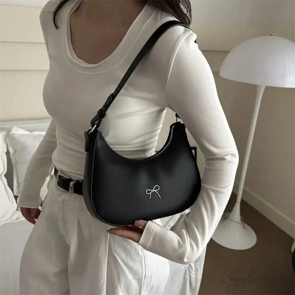 Bowknot Solid PU Leather Shoulder Bag shoulder-250126