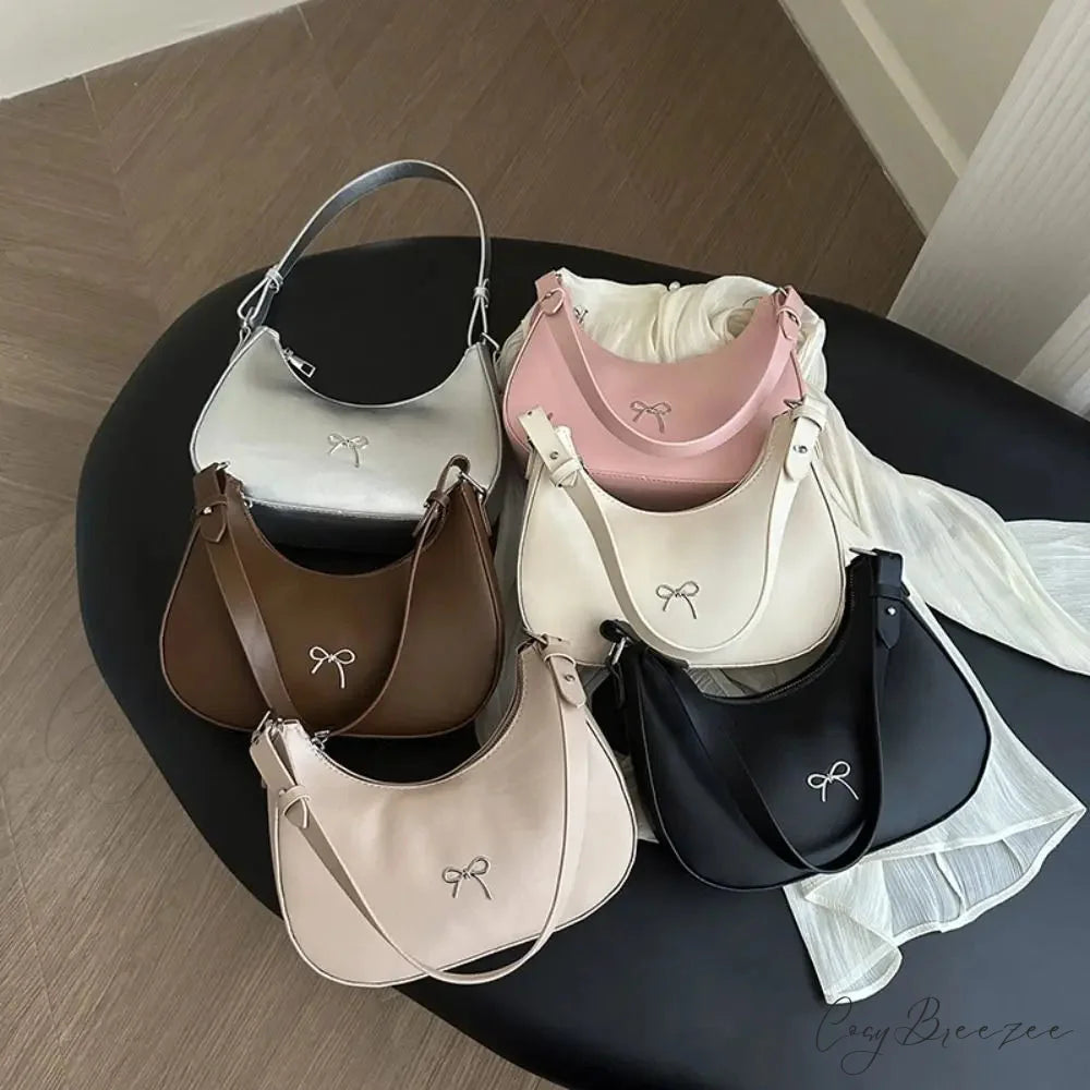 Bowknot Solid PU Leather Shoulder Bag shoulder-250126