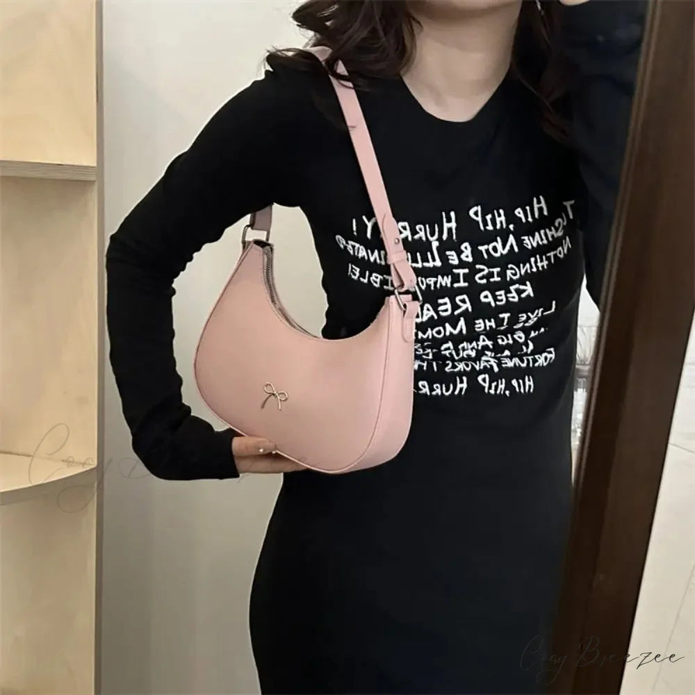 Bowknot Solid PU Leather Shoulder Bag shoulder-250126