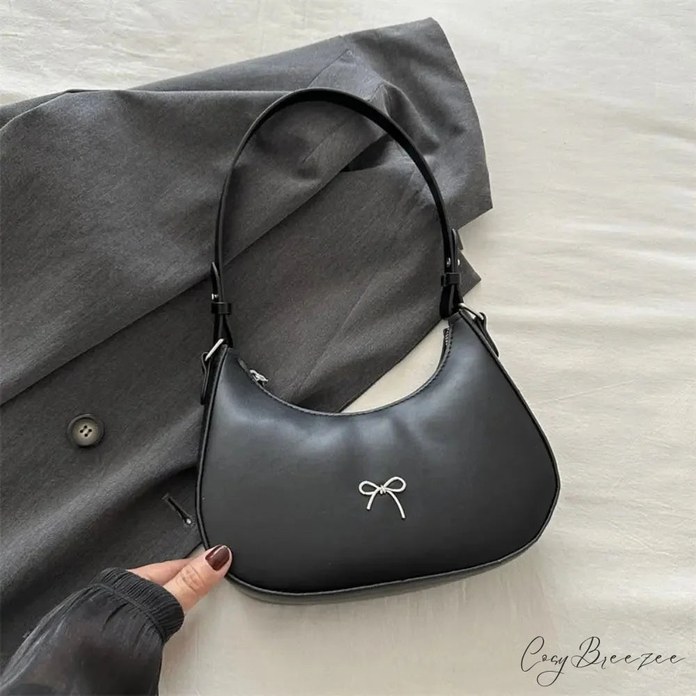 Bowknot Solid PU Leather Shoulder Bag Style A shoulder-250126
